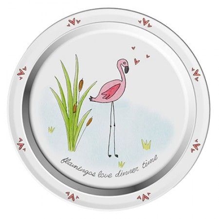 Teller mit Flamingo als Motiv